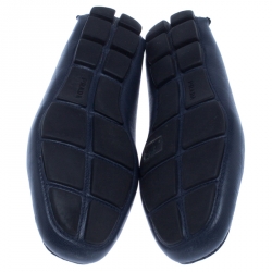 Pre Owned Prada Blue Leather Penny Slip On Loafers Size 42