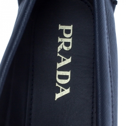 Pre Owned Prada Blue Leather Penny Slip On Loafers Size 42