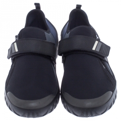 Pre Owned Prada Black/Blue Nylon Velcro Strap Sneakers Size 41