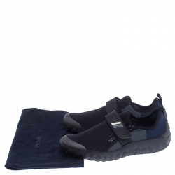 Pre Owned Prada Black/Blue Nylon Velcro Strap Sneakers Size 41