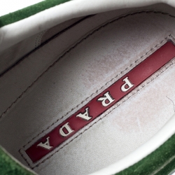 Prada Green Suede Cap Toe Lace Up Sneakers Size 43