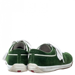 Prada Green Suede Cap Toe Lace Up Sneakers Size 43