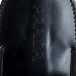 Prada Black Saffiano Leather Criss Cross Flat Slides Size 44