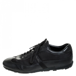 Prada Black Leather And Nylon Low Top Sneakers Size 41