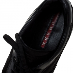 Prada Black Leather And Nylon Low Top Sneakers Size 41