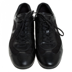 Prada Black Leather And Nylon Low Top Sneakers Size 41