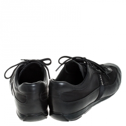 Prada Black Leather And Nylon Low Top Sneakers Size 41