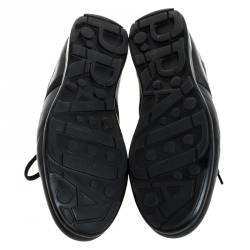 Prada Black Leather And Nylon Low Top Sneakers Size 41