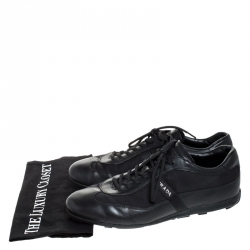 Prada Black Leather And Nylon Low Top Sneakers Size 41