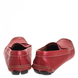 Prada Red Leather Penny Loafers Size 42