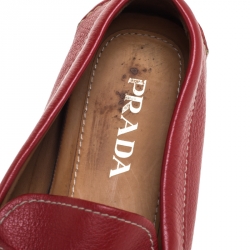 Prada Red Leather Penny Loafers Size 42