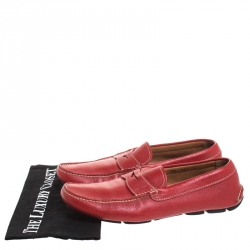 Prada Red Leather Penny Loafers Size 42
