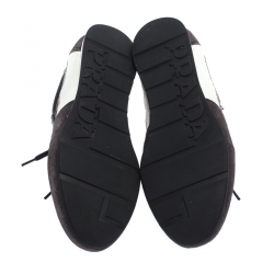 Pre Owned Prada Sport Black Perforated Leather And Suede Lace Up Low Top Sneakers Size 43