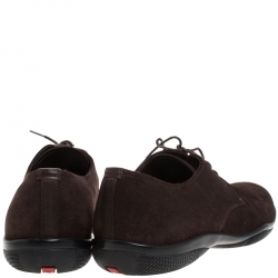 Pre Owned Prada Brown Suede Leather Lace Up Derby Sneakers Size 42