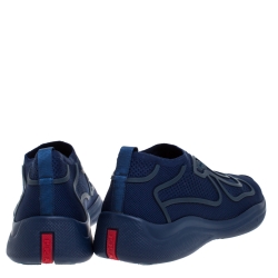Prada Blue Mesh Fabric Slip On Sneakers Size 41