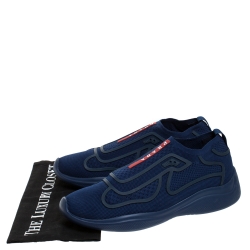Prada Blue Mesh Fabric Slip On Sneakers Size 41