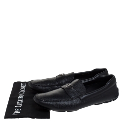 Prada Black Leather Slip On Loafers Size 44
