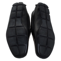 Prada Black Leather Slip On Loafers Size 44