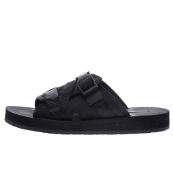 Prada Black Canvas And Nylon Strap Buckle Flat Slides Size 41