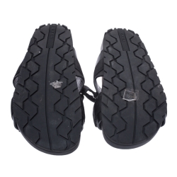 Prada Black Leather And Nylon Velcro Flat Slides Size 41