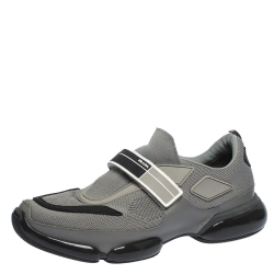 Prada Grey/Black Mesh and Leather Cloudbust Sneakers Size 41