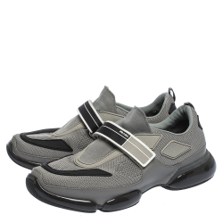 Prada Grey/Black Mesh and Leather Cloudbust Sneakers Size 41