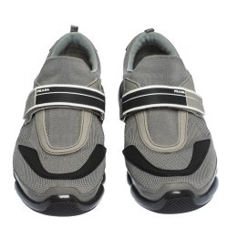 Prada Grey/Black Mesh and Leather Cloudbust Sneakers Size 41