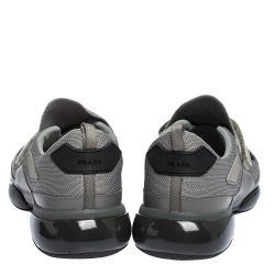 Prada Grey/Black Mesh and Leather Cloudbust Sneakers Size 41