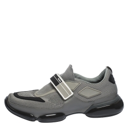 Prada Grey/Black Mesh and Leather Cloudbust Sneakers Size 41