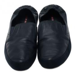 Pre Owned Prada Sport Navy Leather Loafers Size 43