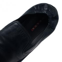 Pre Owned Prada Sport Navy Leather Loafers Size 43