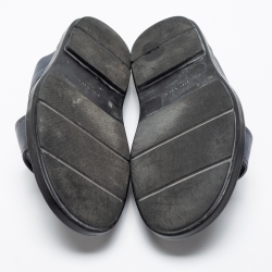 Prada Navy Blue Saffiano Leather Criss Cross Flat Slide Sandals Size 42.5