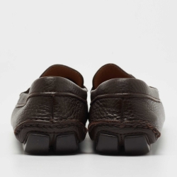 Pre Owned Prada Brown Leather Slip on Loafers Size 40.5