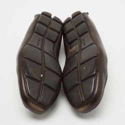 Pre Owned Prada Brown Leather Slip on Loafers Size 40.5