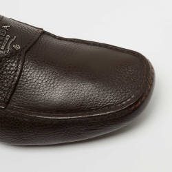 Pre Owned Prada Brown Leather Slip on Loafers Size 40.5