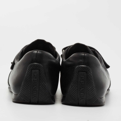 Prada Black Leather Velcro Low Top Sneakers Size 41