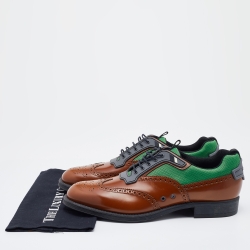 Prada Multicolor Brogue Leather and Mesh Lace Up Derby Size 45 