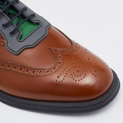 Prada Multicolor Brogue Leather and Mesh Lace Up Derby Size 45 