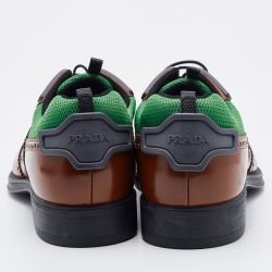 Prada Multicolor Brogue Leather and Mesh Lace Up Derby Size 45 