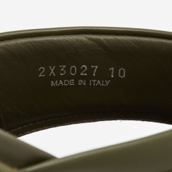 Prada Olive Green Saffiano Leather Buckle Slide Slipper Size 44.5