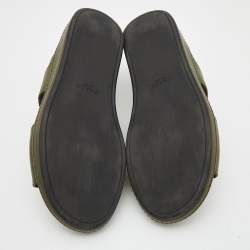Prada Olive Green Saffiano Leather Buckle Slide Slipper Size 44.5