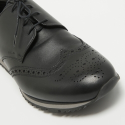 Prada Black Brogue Leather Derby Sneakers Size 43