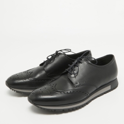 Prada Black Brogue Leather Derby Sneakers Size 43