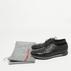Prada Black Brogue Leather Derby Sneakers Size 43