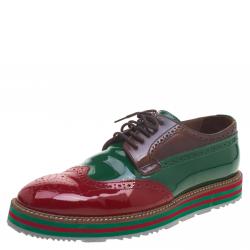 Prada Tri Color Brogue Leather Wingtip Derby Size 41