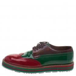 Prada Tri Color Brogue Leather Wingtip Derby Size 41