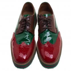 Prada Tri Color Brogue Leather Wingtip Derby Size 41