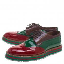Prada Tri Color Brogue Leather Wingtip Derby Size 41