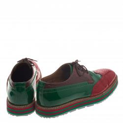 Prada Tri Color Brogue Leather Wingtip Derby Size 41