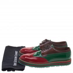 Prada Tri Color Brogue Leather Wingtip Derby Size 41